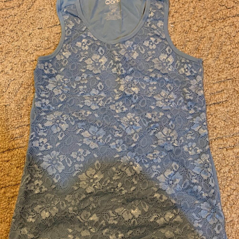 Light Blue Lace Tank Top - Medium